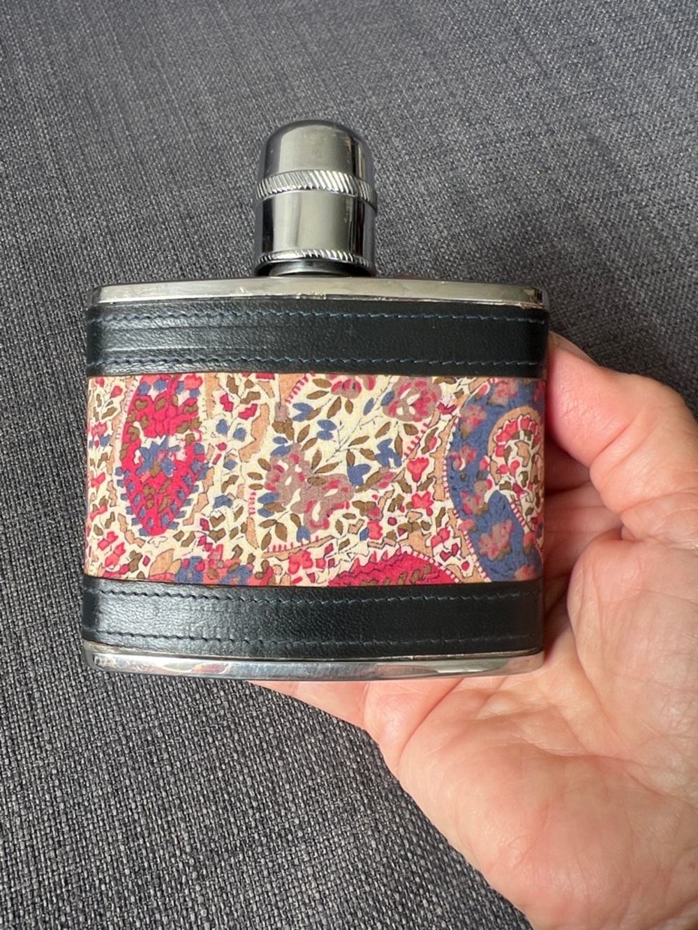 Liberty of London stainless Leather Hip Flask 4 ounce made in England vintage